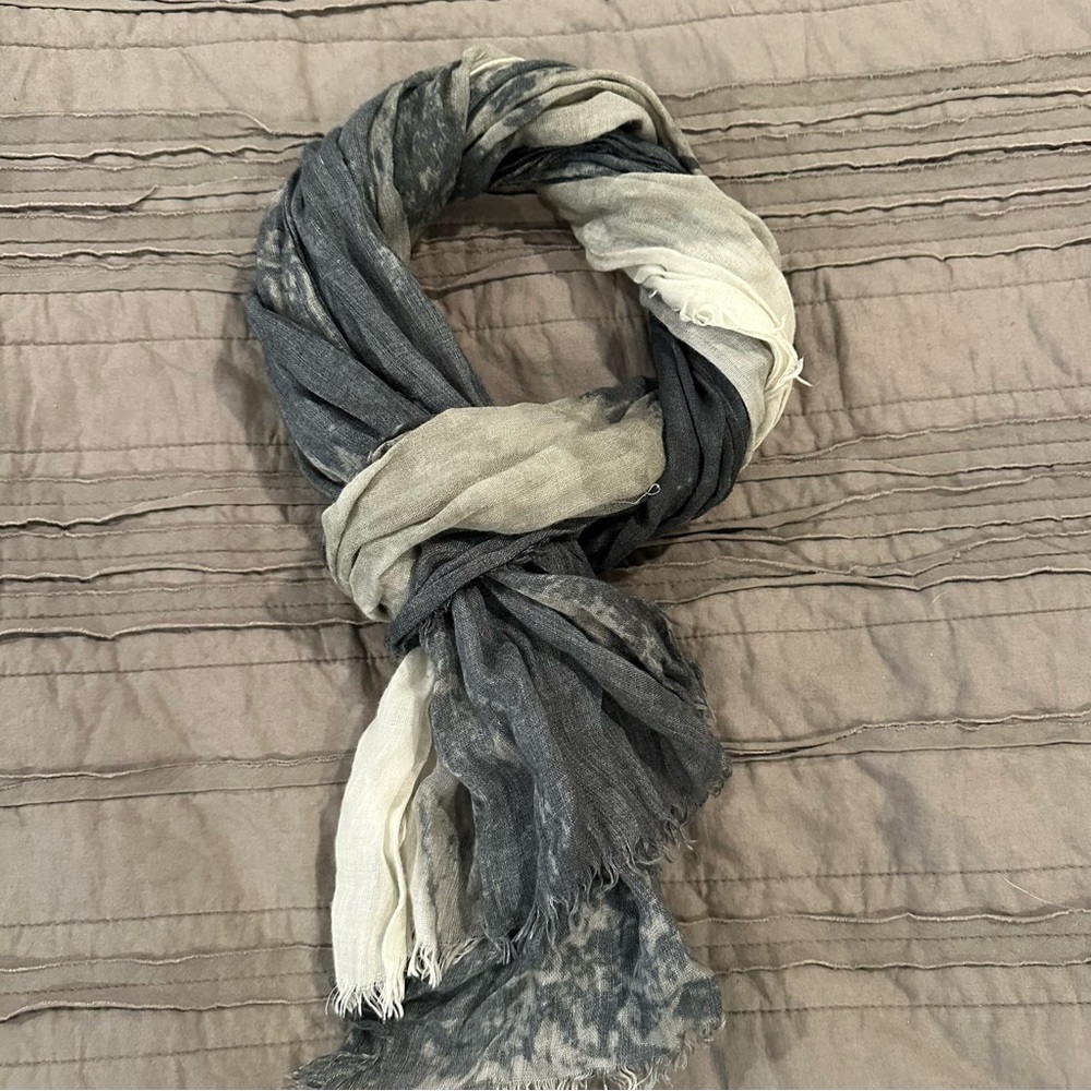 Deena & Ozzy Gray and Cream Gauze Scarf